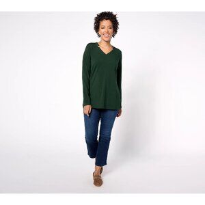 Belle by Kim Gravel Primabelle Knit V-Neck Tunic Top Black Medium A620765